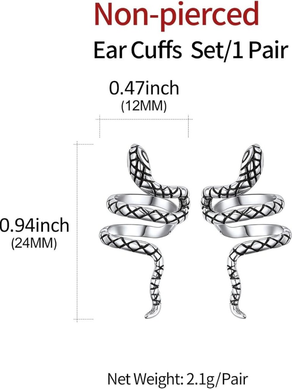 925 Sterling Silver Ear Cuffs Non-Piercing Cartilage Earrings: Various Styles, C - Picture 4 of 8